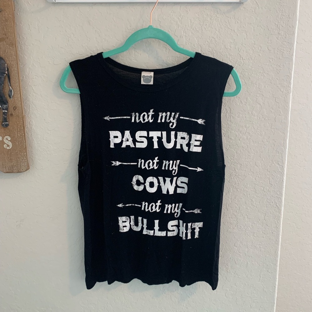 👚 Color Bear Pasture Cows Bullshit Tank Black Medium